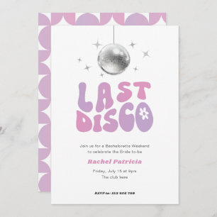 pink purple last disco, retro bachelorette party invitation