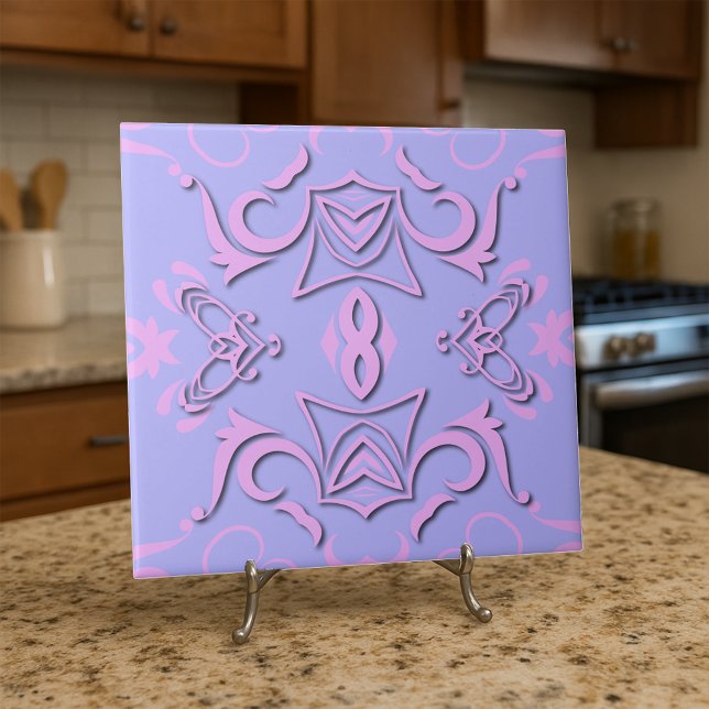 Pink Purple Lavender Damask Baroque Ornate Pattern Ceramic Tile (Creator Uploaded)