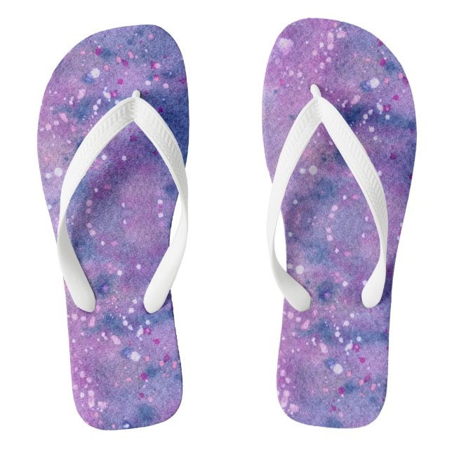 Pink Purple Lavender Watercolor Paint Spatters  Thongs (Footbed)