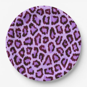 Pink Purple Leopard Fur Spots Pattern Paper Plate