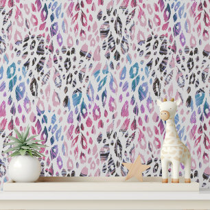 Pink Purple Leopard Print Modern Maximalist Wallpaper