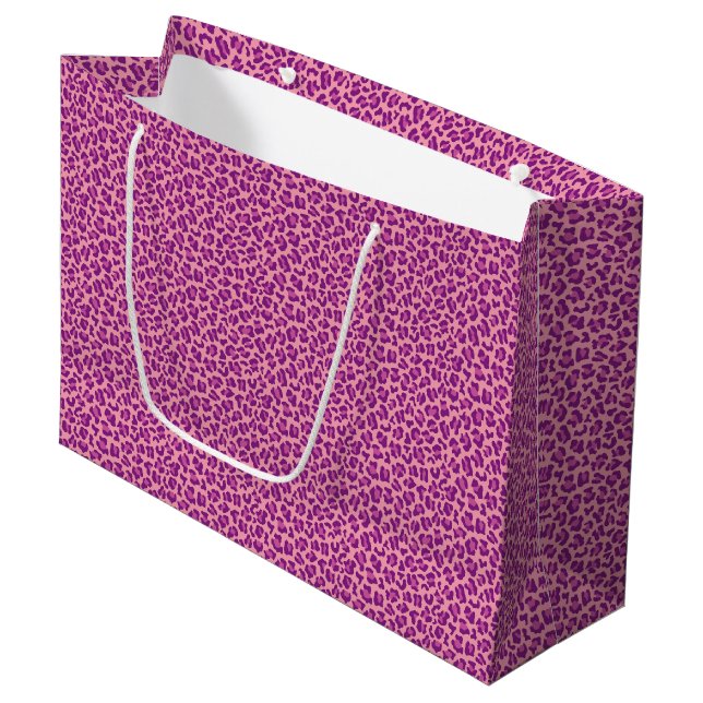 pink purple leopard skin pattern large gift bag (Front Angled)