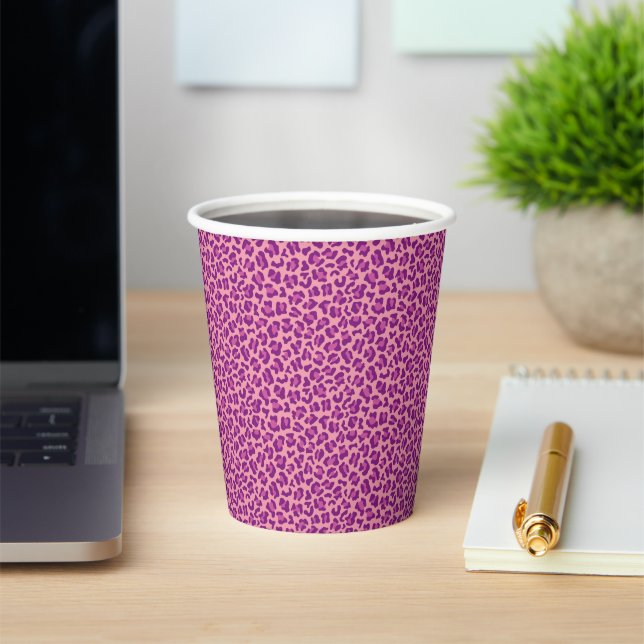 pink purple leopard skin pattern paper cups (Insitu)