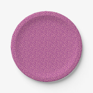 pink purple leopard skin pattern paper plate