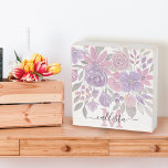 Pink Purple Light Sage Green Floral Watercolor Wooden Box Sign<br><div class="desc">This elegant and pretty pattern is perfect for the trendy and stylish woman. It features hand-painted pink, purple, and light sage green flowers and leaves on top of a simple white background. It's artsy, girly, country, cute, unique, and trendy. Just customise this design with your own personalised monogram name and...</div>