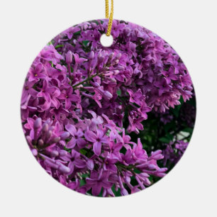 Pink purple lilacs   romantic pink floral photo ceramic ornament