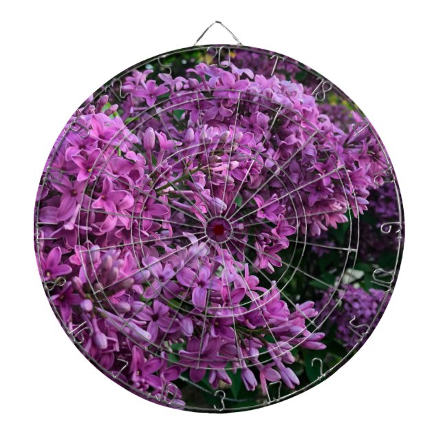 Pink purple lilacs | romantic pink floral photo dartboard (Front)