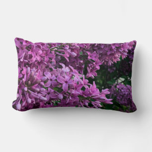 Pink purple lilacs   romantic pink floral photo lumbar cushion