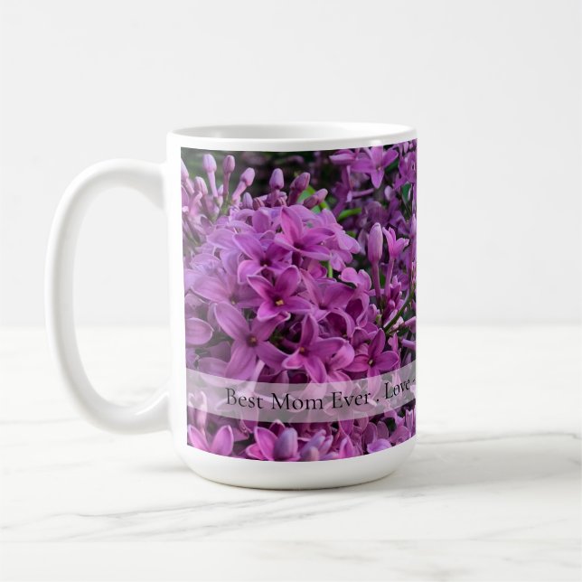 Pink purple lilacs romantic pink floral photo Mum  Coffee Mug (Left)