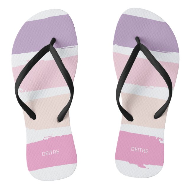 Pink & Purple Lipstick Stripes Flip Flops (Footbed)