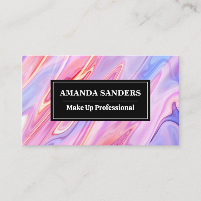 Pink Purple Liquid Background Business Card (Front)