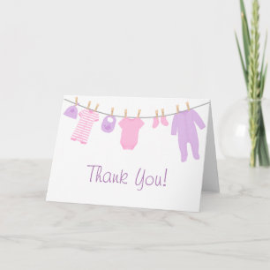 Pink & Purple Little Clothes Sprinkle Thank You Card