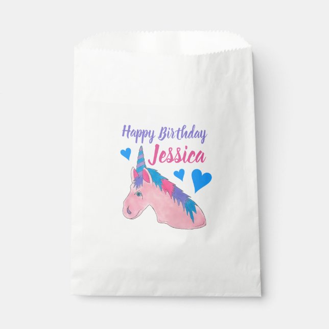 Pink Purple Magical Horse Unicorn Birthday Party Favour Bag (Front)