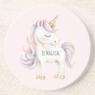 Pink Purple Magical Unicorn Coaster