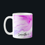 Pink Purple Marble Personalised Flowing Name Heart Coffee Mug<br><div class="desc">Pink purple marble personalised flowing name with heart coffee mug.</div>