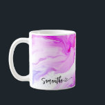 Pink Purple Marble Personalised Flowing Name Heart Coffee Mug<br><div class="desc">Pink purple marble personalised flowing name with heart coffee mug.</div>