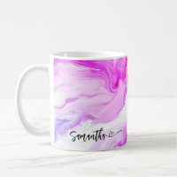 Pink Purple Marble Personalised Flowing Name Heart