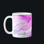 Pink Purple Marble Personalised Flowing Name Heart Coffee Mug<br><div class="desc">Pink purple marble personalised flowing name with heart coffee mug.</div>
