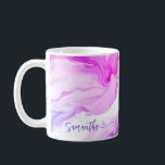 Pink Purple Marble Personalised Flowing Name Heart Coffee Mug<br><div class="desc">Pink purple marble personalised flowing name with heart coffee mug.</div>