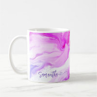 Pink Purple Marble Personalised Flowing Name Heart