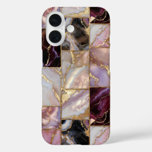 Pink Purple Marble Tile Phone Case Gold Mosaic iPh