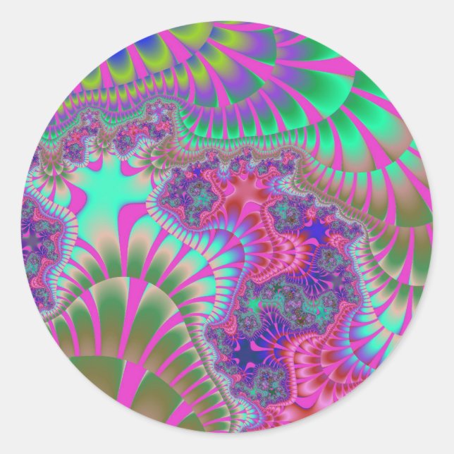 Pink Purple Melt Large Round Stickers. Classic Round Sticker (Front)
