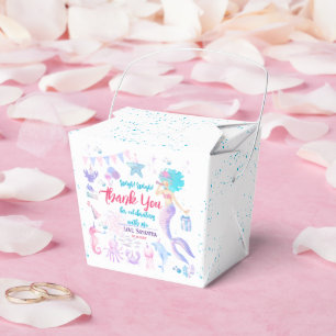 Pink Purple Mermaid Girl 1st Birthday Thank You Favour Box