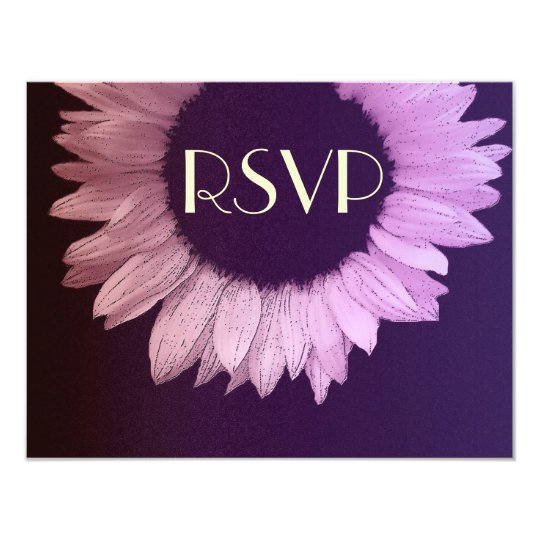 Pink Purple Modern Sunflower Wedding RSVP Large Card