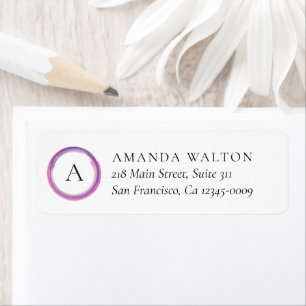 Pink Purple Monogram Business Return Address Label