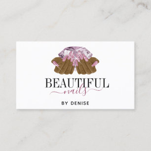 PINK purple nail salon woman hand nails technician Business Card