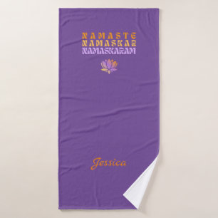 Pink Purple Namaste Buddha Lotus Custom Yoga Mat Bath Towel