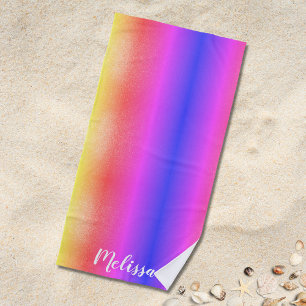 Pink Purple Name Monogram Beach Towel