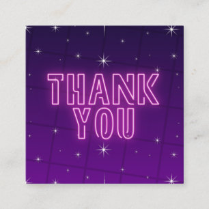 Pink & Purple Neon Sparkly Sparkle Thank You Cool Square Business Card