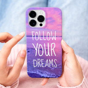 Pink Purple Ocean Sunset Follow Your Dreams iPhone 16 Pro Max Case