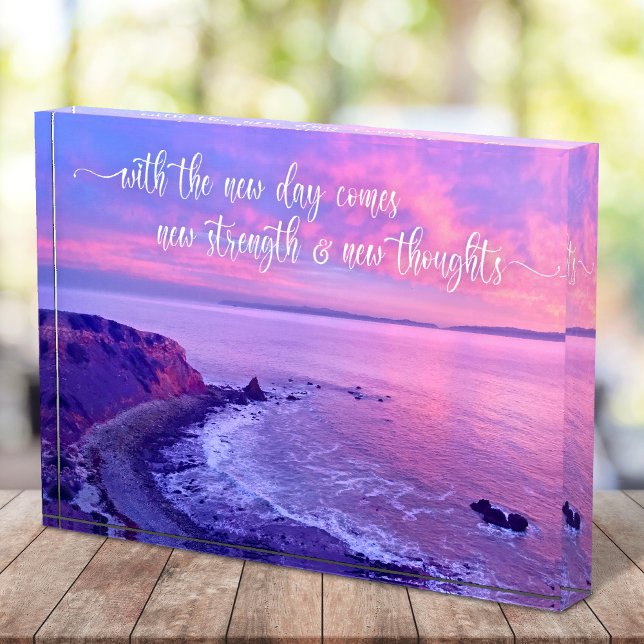 Pink Purple Ocean Sunset Inspirational Quote Bold Photo Block (Creator Uploaded)