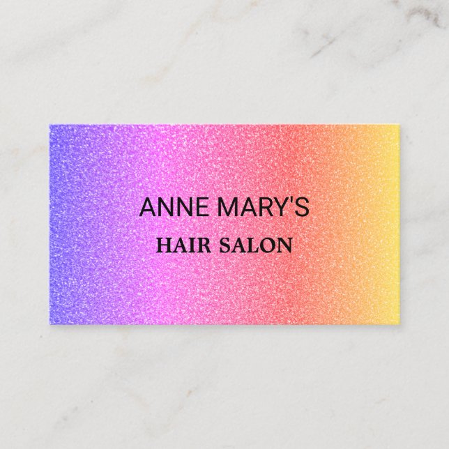 Pink Purple Ombre Glitter Hair Salon Hairdresser  Business Card (Front)
