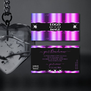 Pink Purple Ombre on Black Sparkle Jewels Add Logo Business Card