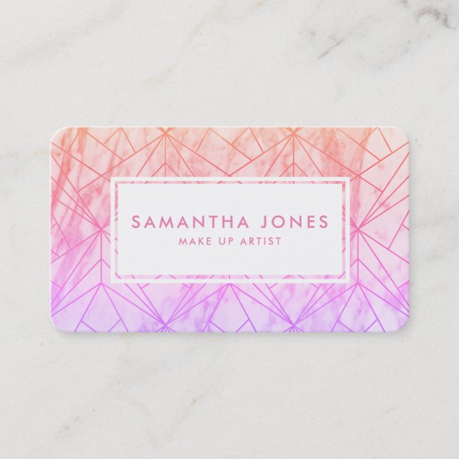 Pink Purple Ombre Pattern Make Up Artist Business Card (Front)