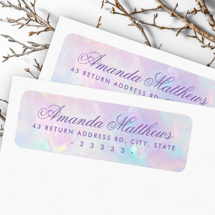 Pink purple opal look calligraphy script return address label