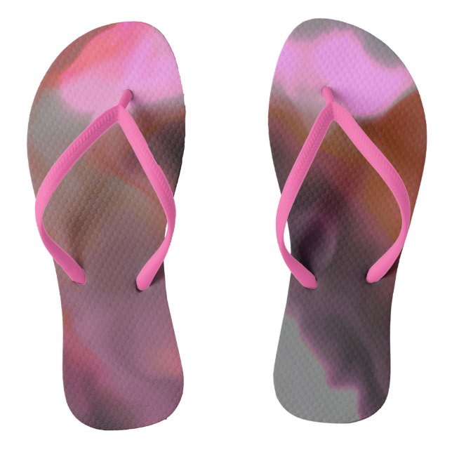 pink purple orange abstract thongs (Footbed)