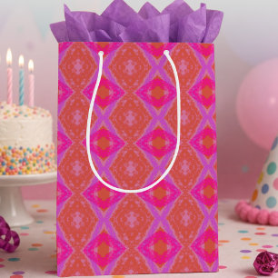 Pink Purple Orange Crayon Diamonds Geometric Medium Gift Bag
