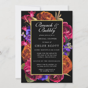Pink Purple Orange Floral Brunch and Bubbly Invitation