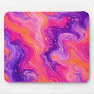 Pink Purple Orange Fluid Marble Mouse Pad
