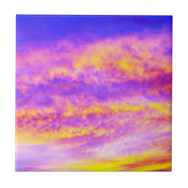 Pink purple orange golden skies ceramic tile (Front)