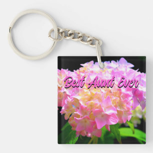 Pink purple orange hydrangeas best aunt ever key ring