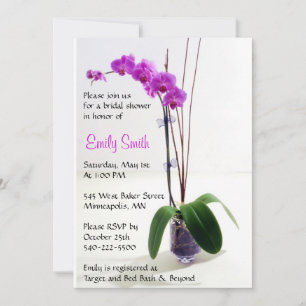 Pink Purple Orchid Floral Bridal Shower Invitation