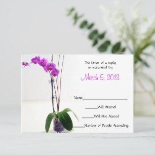 Pink Purple Orchid Floral RSVP Response Card