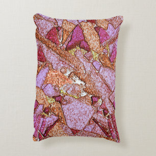 Pink purple painted volcanic stones drawing decorative cushion