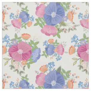 Pink Purple Pastel Floral Pattern Fabric