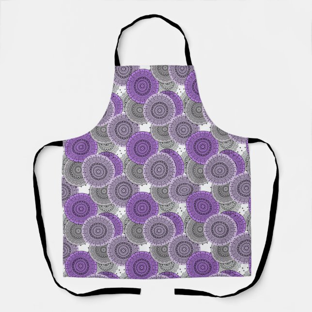 Pink purple pattern arabic mandala oriental style apron (Front)